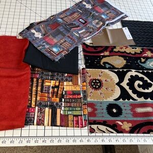 Library Books Quilting Fabric Lot + Upholstery Samples | Novelty Cotton Yardage